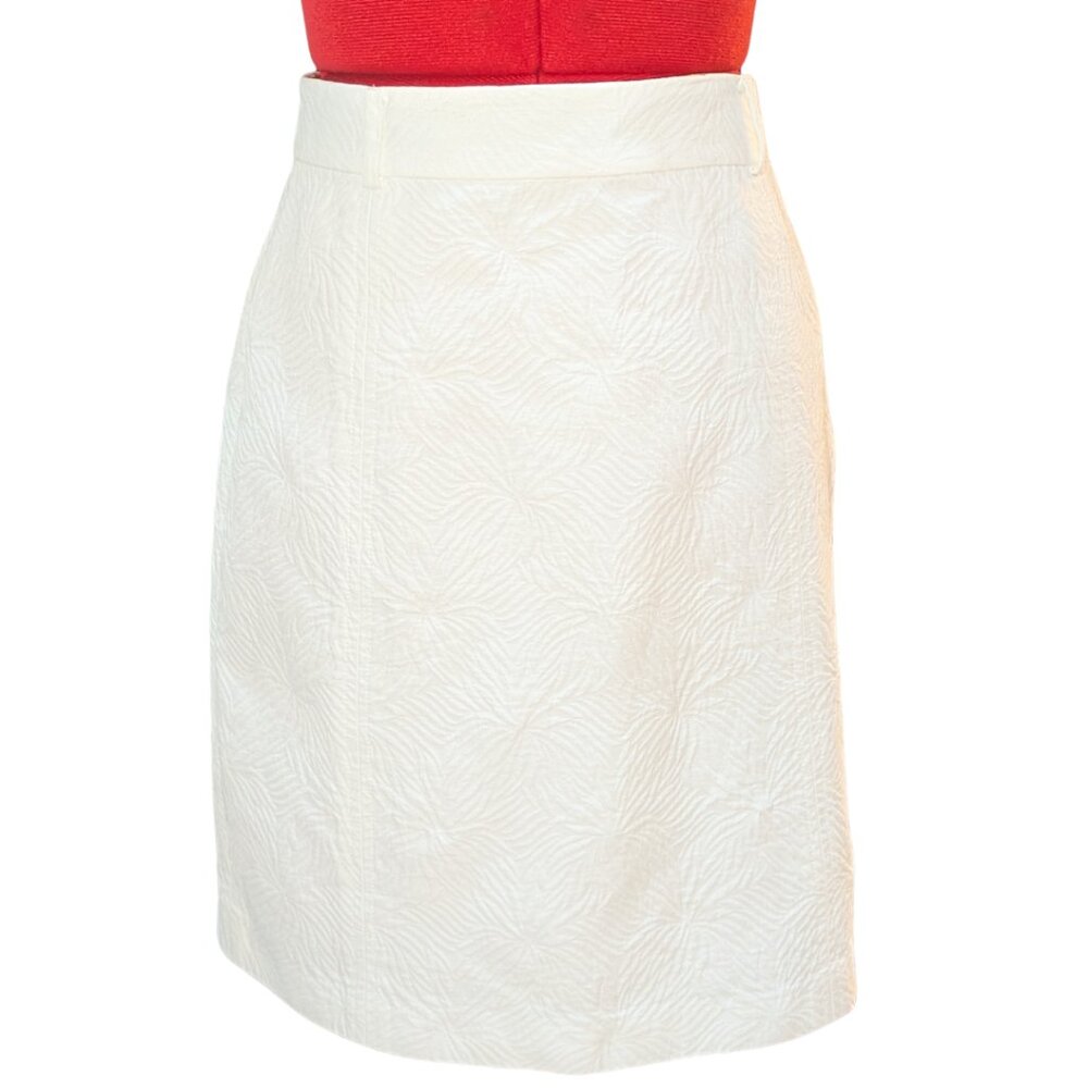 Milly of New York- White Textured A-Line Skirt -Silk/Cotton Blend